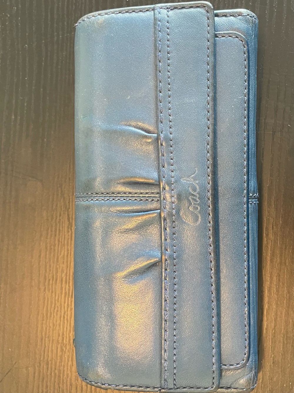 Coach Teal Blue Leather Clutch Wallet